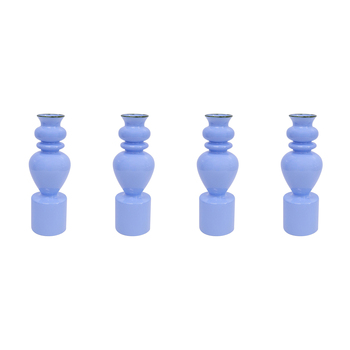 4PK LVD Glass Flower Bud Vase Decorative Pot 18.5cm - Blue