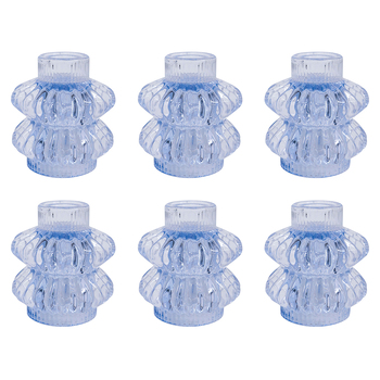 6PK LVD Reversible Glass Taper/Votive Candle Holder - Blue