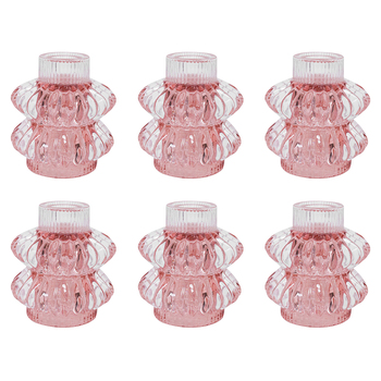 6PK LVD Reversible Glass Taper/Votive Candle Holder - Pink