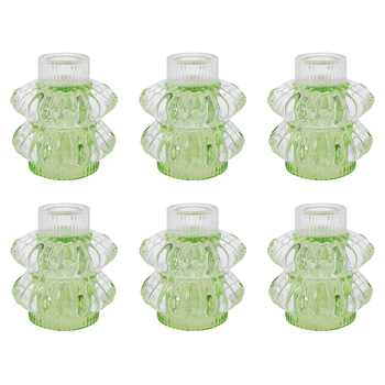 6PK LVD Reversible Glass Taper/Votive Candle Holder - Green