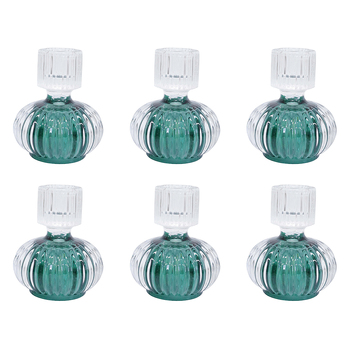 6PK LVD Double Sided Stackable Glass Candle Holder - Emerald/Clear