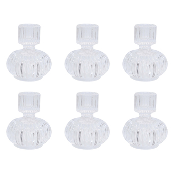 6PK LVD Double Sided Stackable Glass Candle Holder - Clear