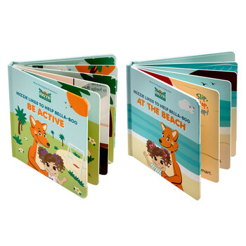 2x Mizzie The Kangaroo Be Active/At the Beach Touch & Feel Books
