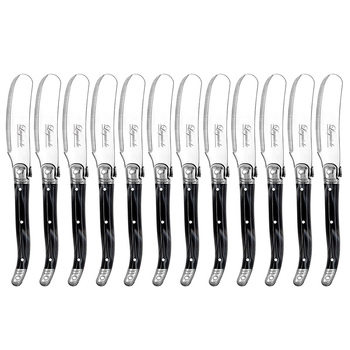 12pc Laguiole Etiquette 11.5cm Stainless Steel Pate Knife - Marble Black