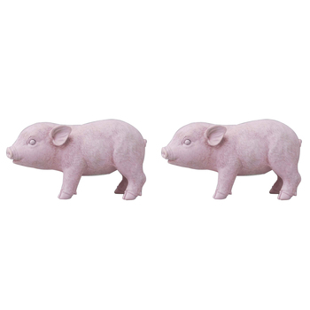 2PK White Moose Resin Pig Money Box Home/Room Decor - Pink