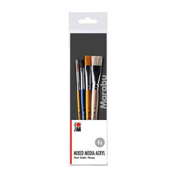 4pc Marabu Multipurpose Mixed Media Art Universal Paint Brush Set Wooden