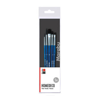 5pc Marabu Forte Decorative Art Synthetic Bristle Paint Brush Set Blue