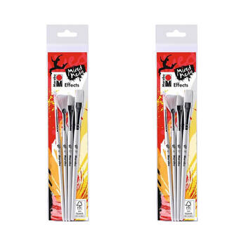 2x 4pc Marabu Multipurpose Mixed Media Effects Synthetic Paint Brush Set White