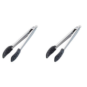 2PK Mastercraft Food Tongs Stainless Steel Handle Nylon Head Kitchen Utensil 28cm