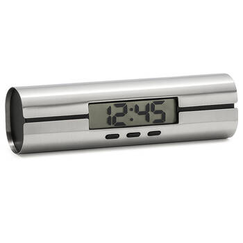 Blomus Tewo Digital LCD Desk Clock Home/Office Decor 8.5x24cm Silver