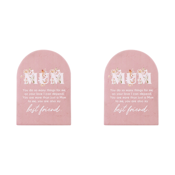 2PK Splosh Mothers Day Best Friend Verse Quote Plaque Standing Decor 14cm