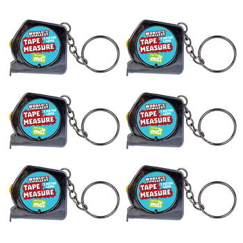 6PK Worlds Smallest Tape Measure Keychain Pocket-Size Kids Toy 8y+