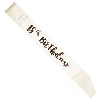 Miss Naughty 18th Birthday Party Sash White/Rose Gold