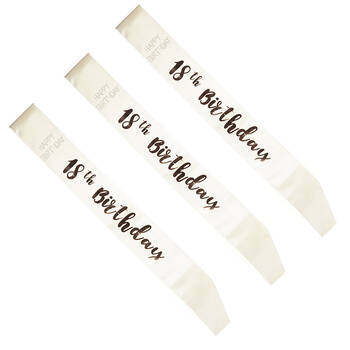 3PK Miss Naughty 18th Birthday Party Sash White/Rose Gold
