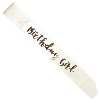 Miss Naughty Birthday Girl Party Sash White/Rose Gold