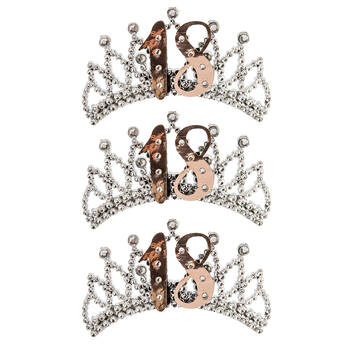3PK Miss Naughty 18th Birthday Party Tiara Crown Rose Gold