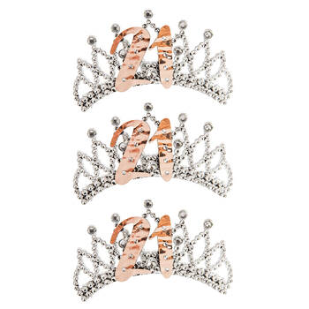 3PK Miss Naughty 21st Birthday Party Tiara Crown Rose Gold