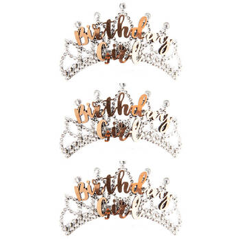 3PK Miss Naughty Birthday Girl Party Tiara Crown Rose Gold