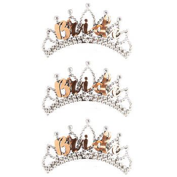 3PK Miss Naughty Bride Tiara Crown Bridal Shower Party Rose Gold