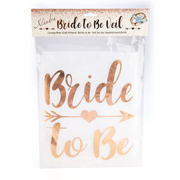 Miss Naughty Bride To Be Veil Bridal Shower Party White/Rose Gold