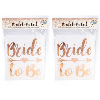 2PK Miss Naughty Bride To Be Veil Bridal Shower Party White/Rose Gold