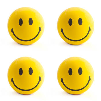 4PK MDI Smiley Stress-Relief Ball Kids/Children Sensory Toy Yellow 3y+