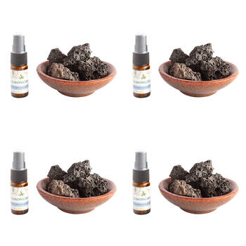 4PK MDI Lava Rock Room Diffuser Bowl w/ Spray Essential Oil - Lemongrass Scent
