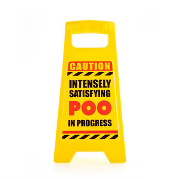 MDI Desk Warning Sign Poo Funny Office Signage Decor 25cm Yellow