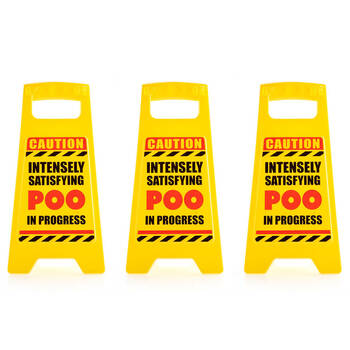 3PK MDI Desk Warning Sign Poo Funny Office Signage Decor 25cm Yellow