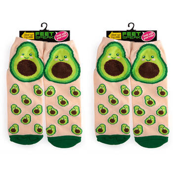 2PK Feet Speak Avocado Women's Casual Crew Socks One-Size