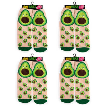 4PK Feet Speak Avocado Women's Casual Crew Socks One-Size
