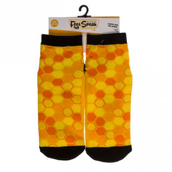 Feet Speak Joy Bee Happy Women's Casual Crew Socks Yellow One-Size