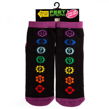 Feet Speak Chakra Women's Casual Crew Socks Black One-Size