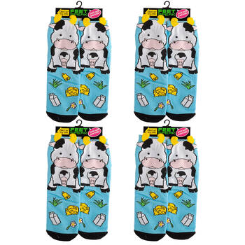 4PK Feet Speak Holy Cow Women's Casual Crew Socks One-Size
