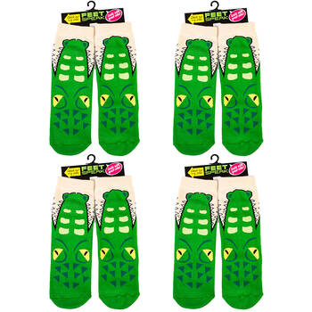 4PK Feet Speak Croc Women's Casual Crew Socks Green One-Size