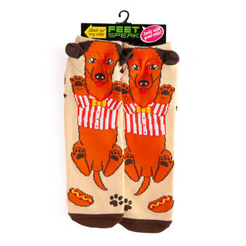 Feet Speak Dachshund Women's Casual Crew Socks Red One-Size