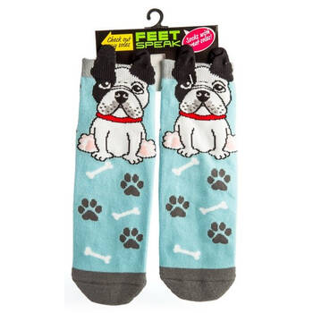 Feet Speak French Bulldog Women's Casual Crew Socks Blue One-Size