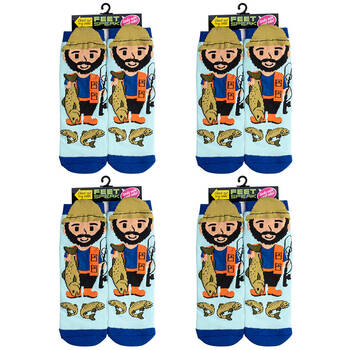 4PK Feet Speak Fisherman Women's Casual Crew Socks One-Size