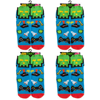 4PK Feet Speak Gamer Women's Casual Crew Socks One-Size