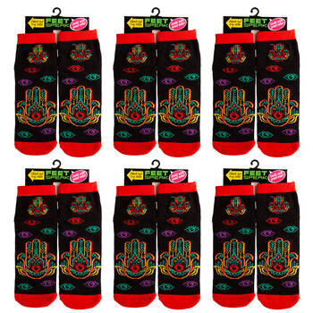 6PK Feet Speak Hamsa Women's Casual Crew Socks One-Size