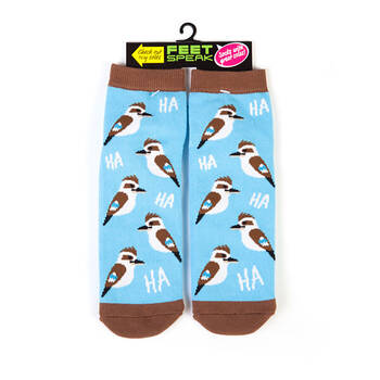 Feet Speak Kookaburra Women's Casual Crew Socks Blue One-Size
