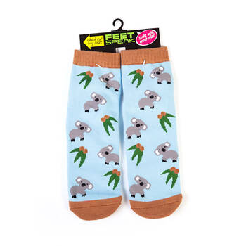 Feet Speak Koala Women's Casual Crew Socks Blue One-Size
