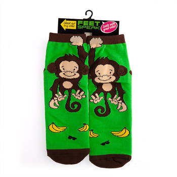 Feet Speak Monkey Women's Casual Crew Socks Green One-Size