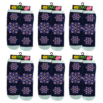 6PK Feet Speak Mandala Women's Casual Crew Socks One-Size