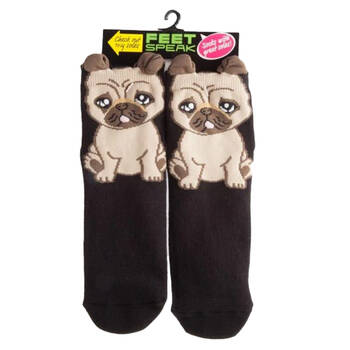 Feet Speak Pug Women's Casual Crew Socks Black One-Size