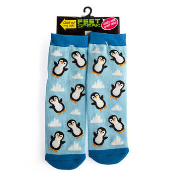 Feet Speak Penguin Women's Casual Crew Socks Blue One-Size