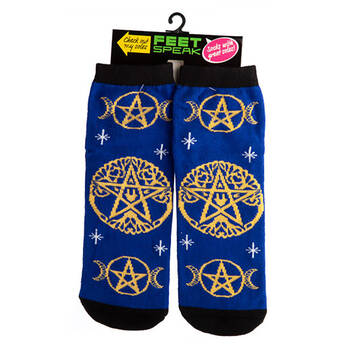 Feet Speak Pentacle Women's Casual Crew Socks Blue One-Size