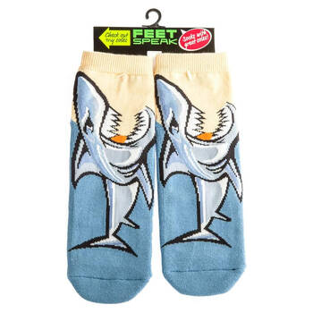 Feet Speak Shark Bay Women's Casual Crew Socks Blue One-Size