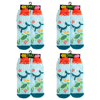 4PK Feet Speak Sea Animals Women's Casual Crew Socks One-Size