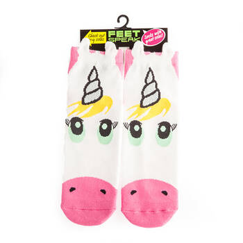 Feet Speak Unicorn Women's Casual Crew Socks White One-Size